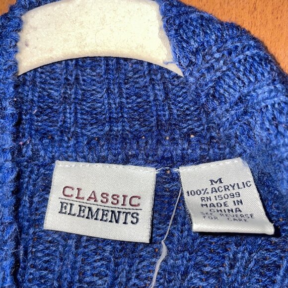 Classic Elements Blue Ribbed Turtleneck Sweater M 100% Acrylic Long Sleeve Knit - Picture 5 of 6